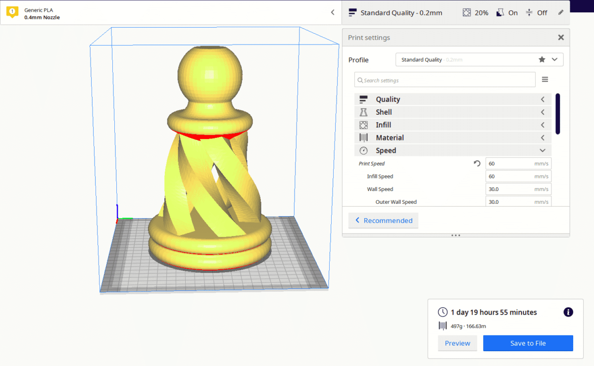 3D Print Wrong Nozzle Size  . Bigbox Printer, Volcano Nozzle 0.8 Mm On V6 Heat Sink Using Edge.