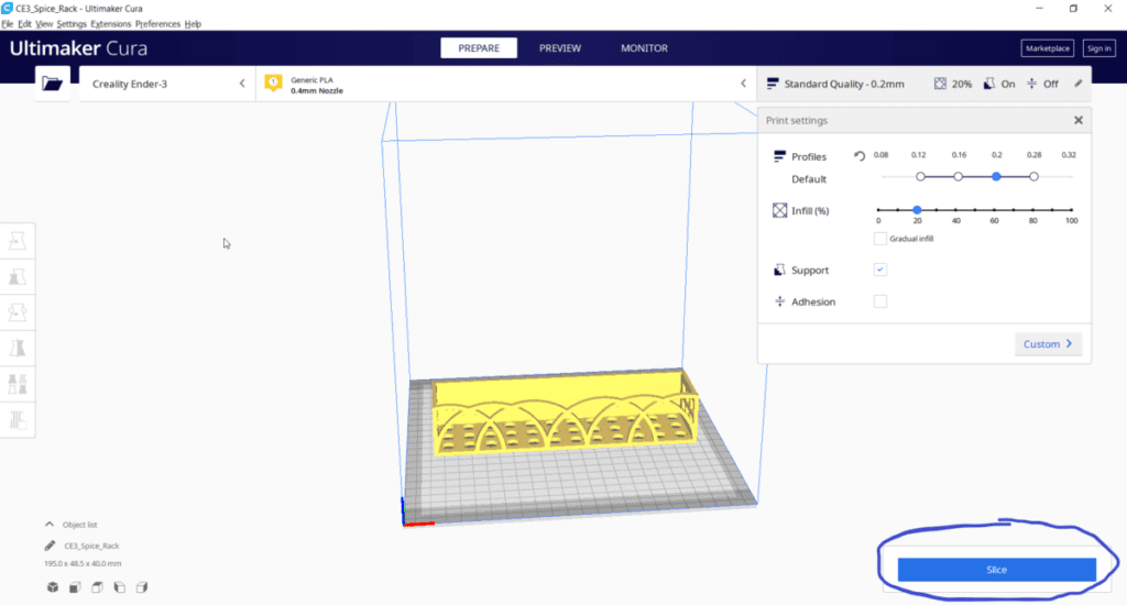 Making 3D Printer Files - Slice Spice Rack - 3D Printerly