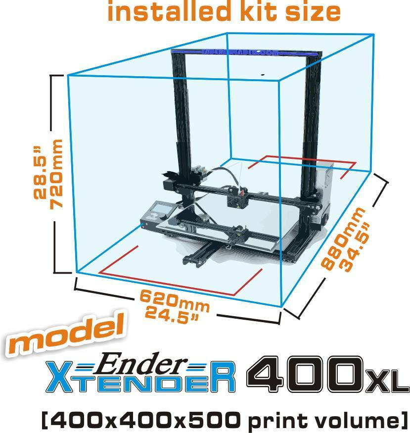 Make Ender 3 Bigger - Ender Extender 400XL Dimensions - 3D Printerly