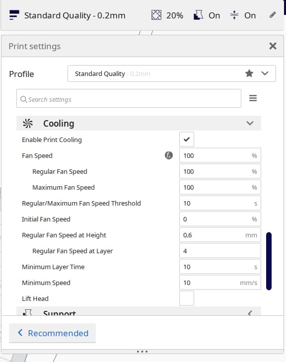 setting print speed and fan manually in repetrel Gcode 