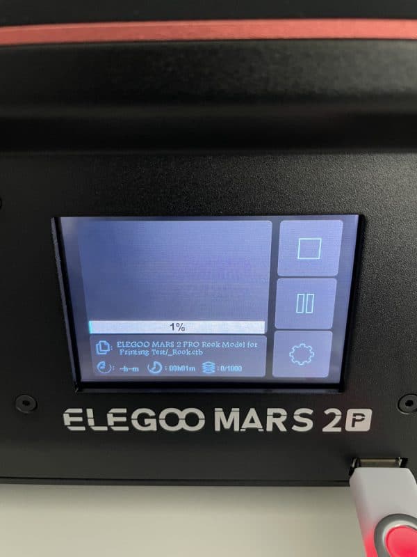 Elegoo Mars 2 Pro Review - Rook Print Started, Screen Interface - 3D Printerly