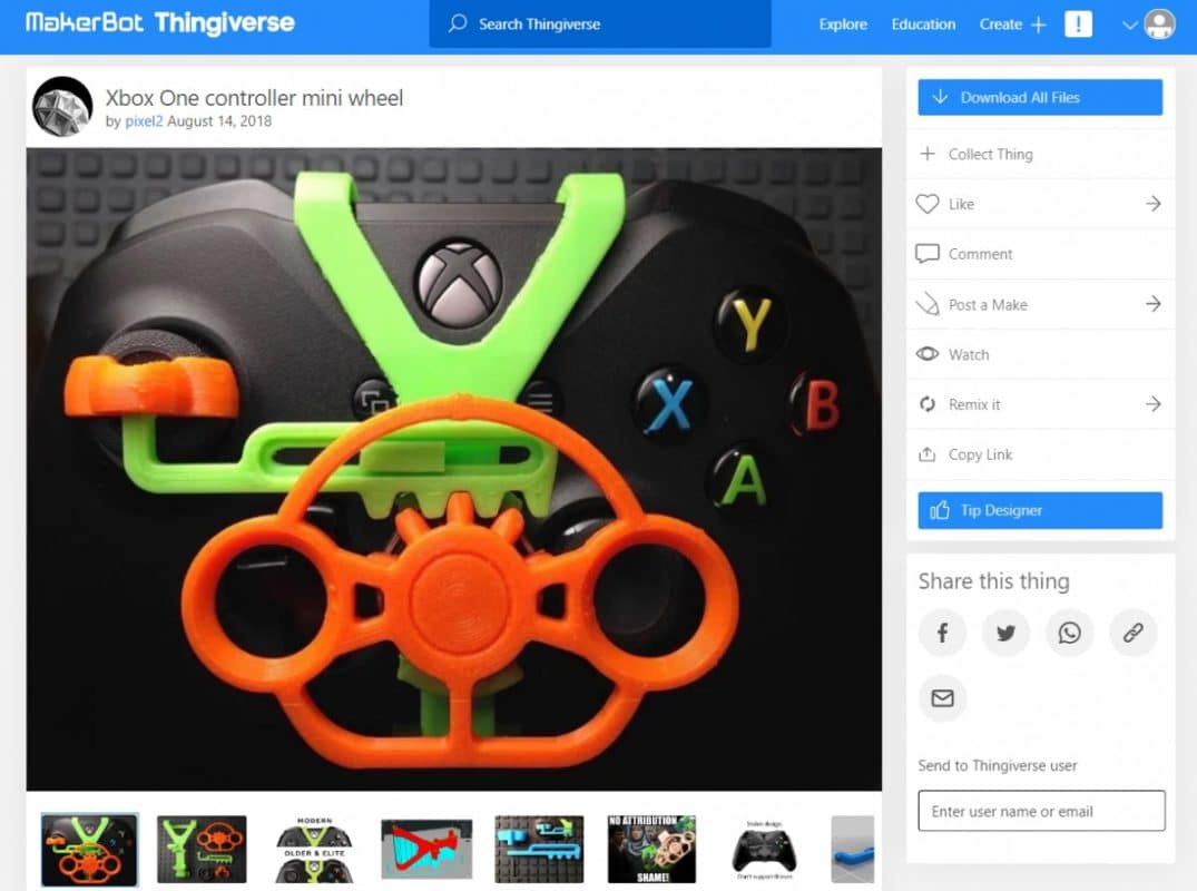 30 Best 3D Prints for Gamers - XBox One Controller Mini Wheel - 3D Printerly