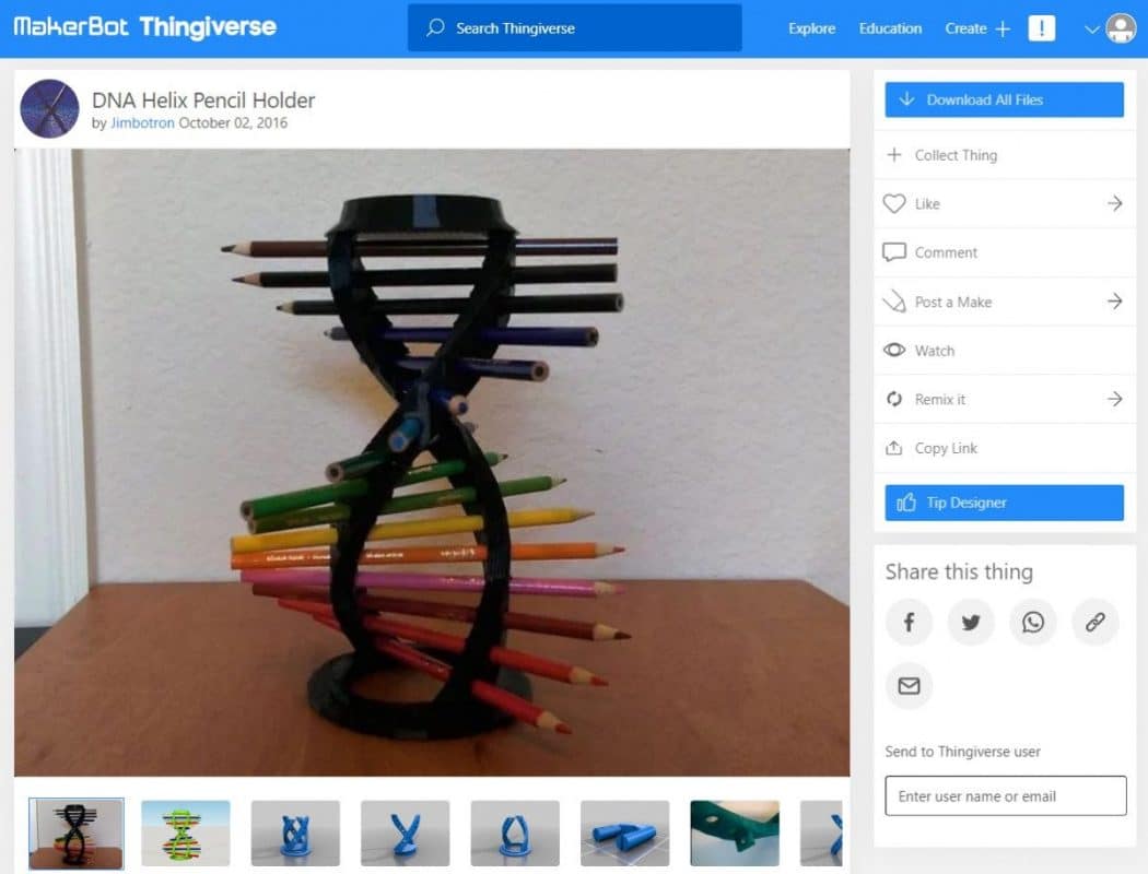 30 Genius & Nerdy Things to Print - DNA Helix Pencil Holder - 3D Printerly