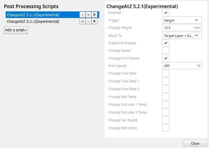 Print Speed Tower Change at Z Values