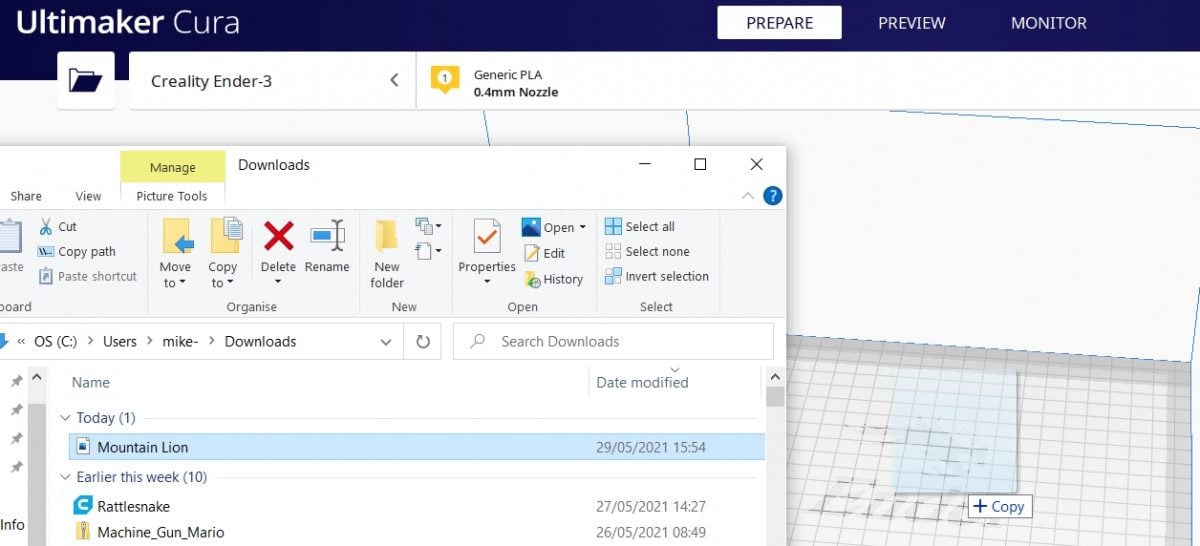 How to Make a Model From a Picture - Drag the File into Cura - 3D Printerly