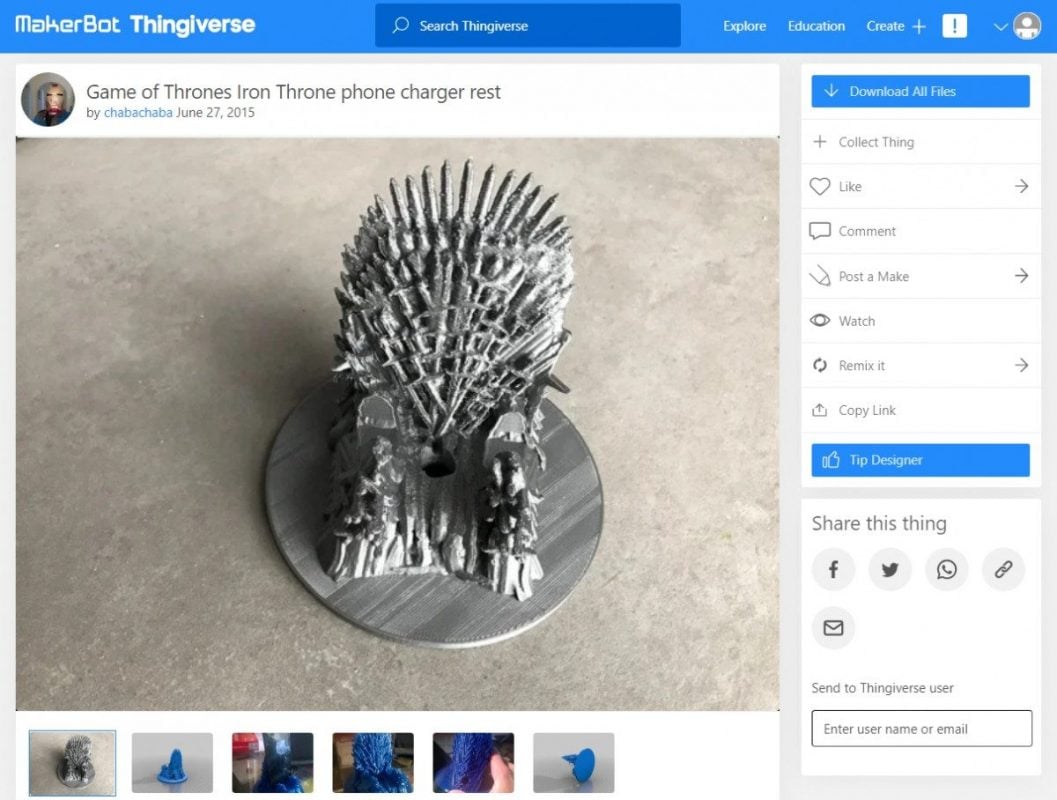 Phone Accessories That You Can 3D Print - Game of Thrones Iron Throne Phone Charger - 3D Printerly