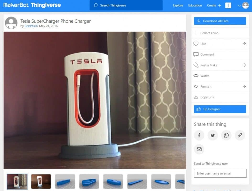 Phone Accessories That You Can 3D Print - Tesla SuperCharger Phone Charger - 3D Printerly