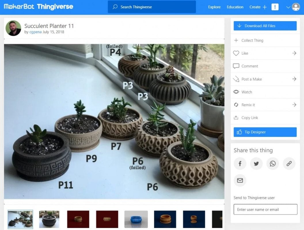 Wood 3D Prints That You Can Make - Succulent Planter - 3D Printerly