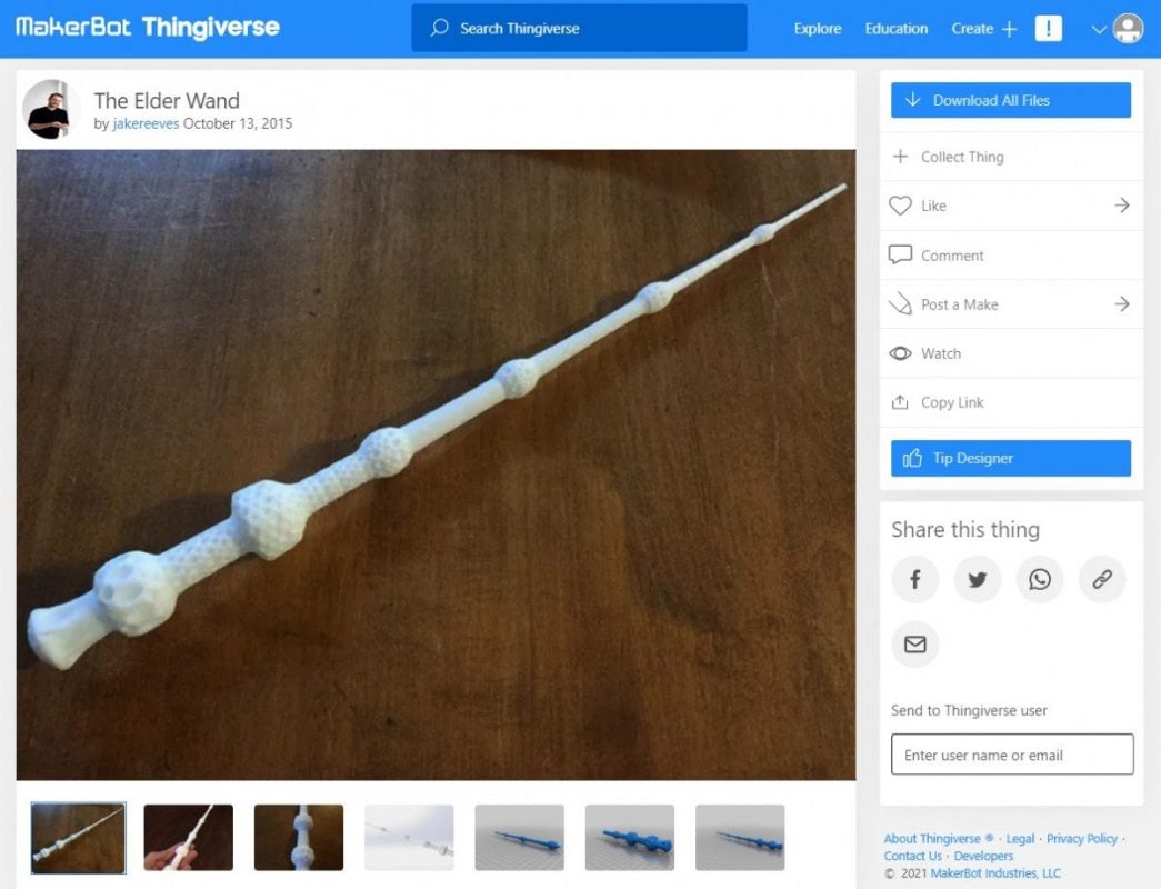 Wood 3D Prints That You Can Make - The Elder Wand - 3D Printerly