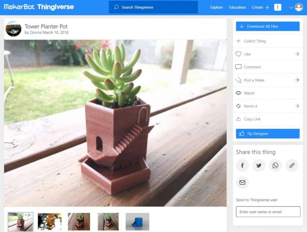 Wood 3D Prints That You Can Make - Tower Planter Pot - 3D Printerly