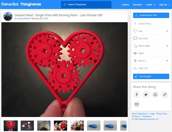 30 Best Print-in-Place 3D Prints - Geared Heart - 3D Printerly
