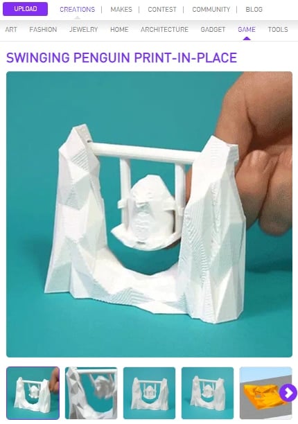 30 Best Print-in-Place 3D Prints - Swinging Penguin - 3D Printerly