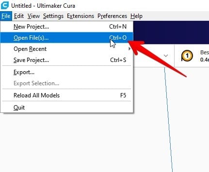 Open file on Cura