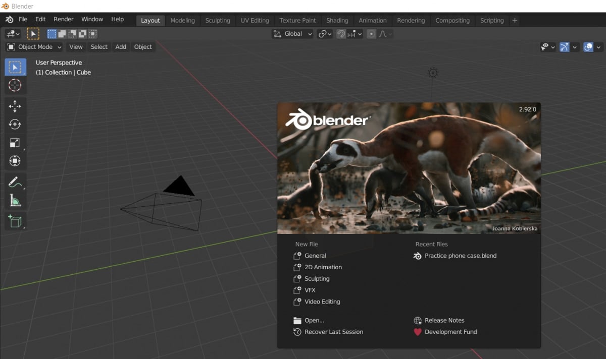 Is Blender Good for 3D Printing - Blender Start Screen - 3D Printerly