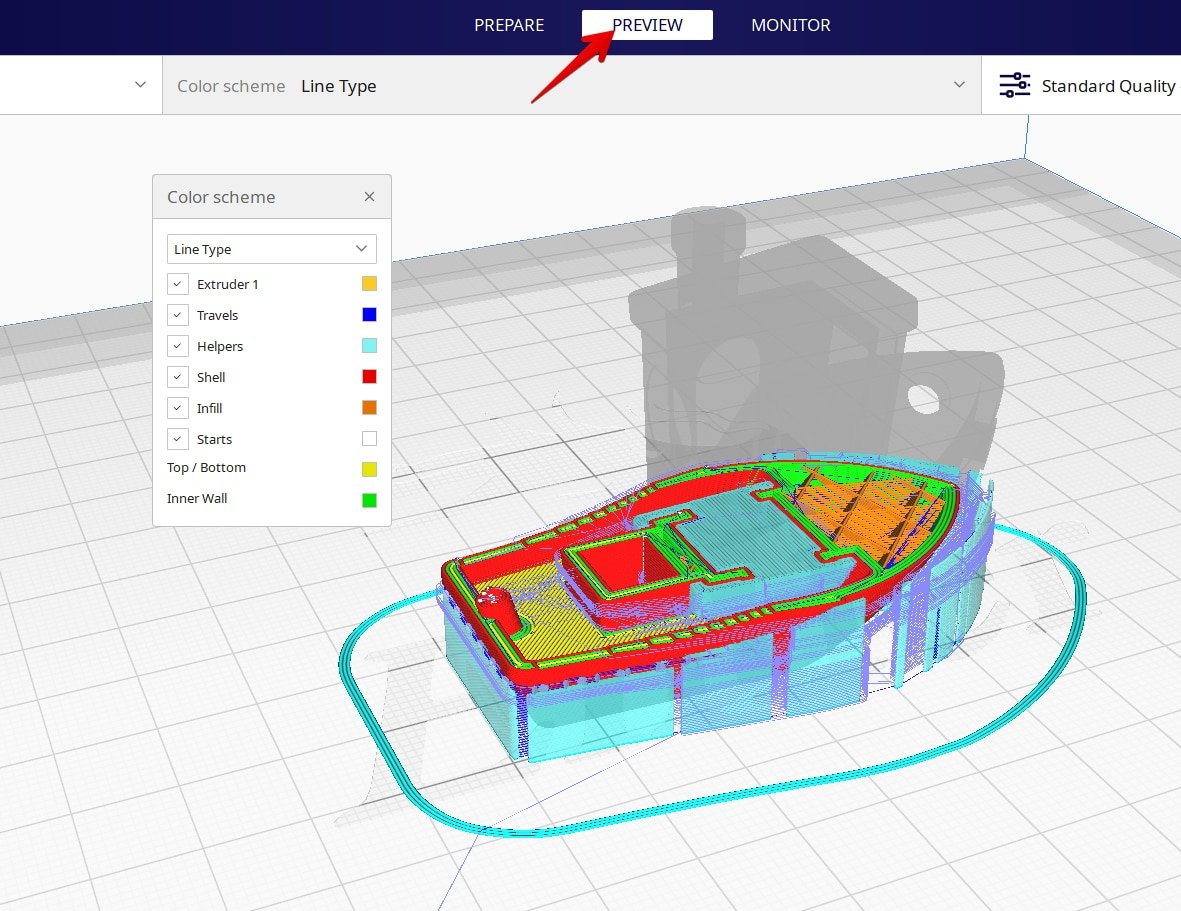 What Do Colors Mean in Cura - Cura Colors in Preview 1 - 3D Printerly