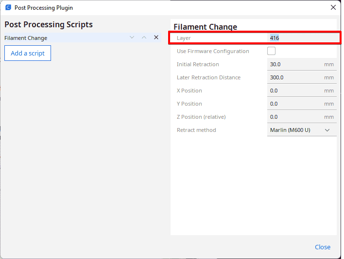 How To Input Layer Number in Filament Change Script