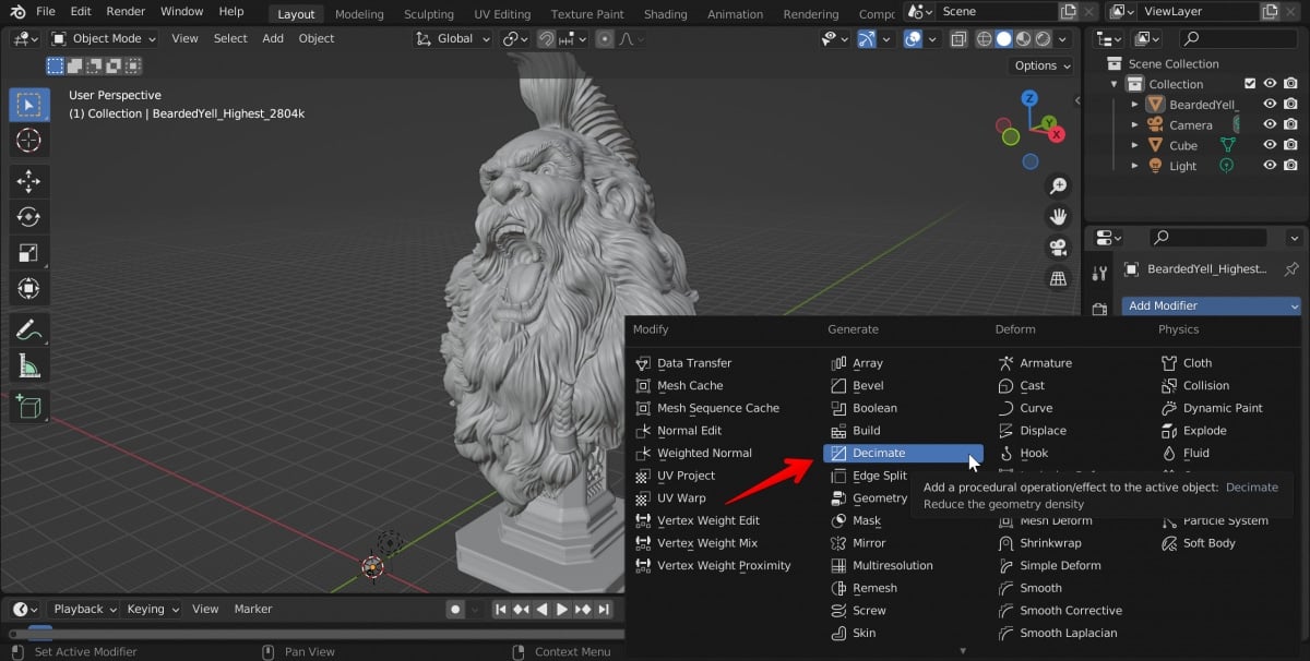 How to Reduce STL File Size for 3D Printing - Blender Decimate