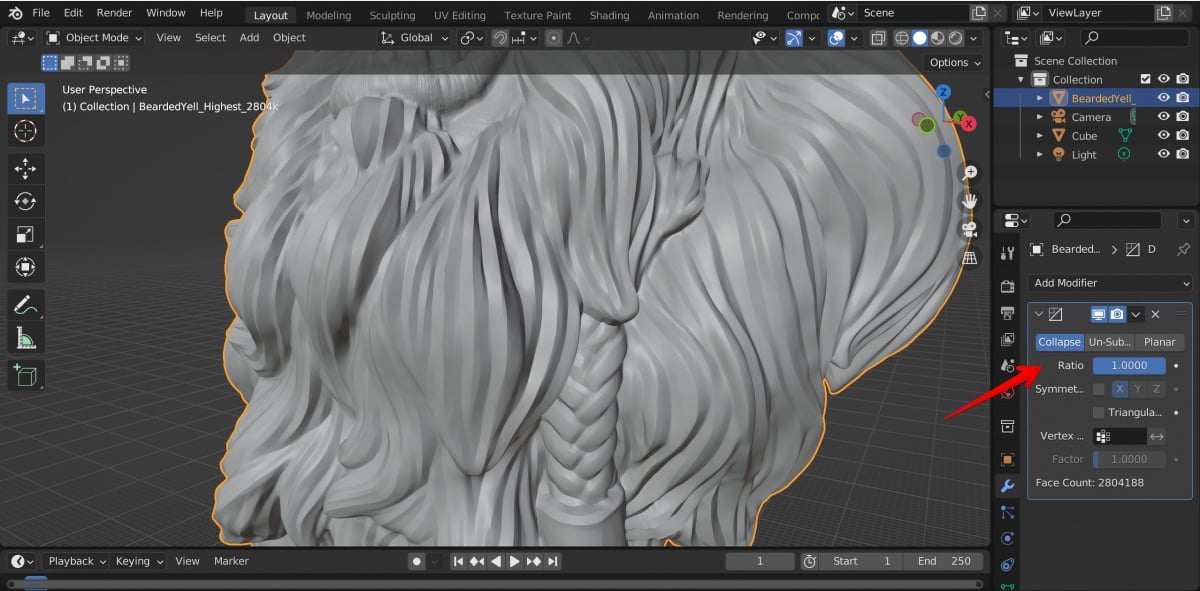 How to Reduce STL File Size for 3D Printing - Blender before changing the ratio