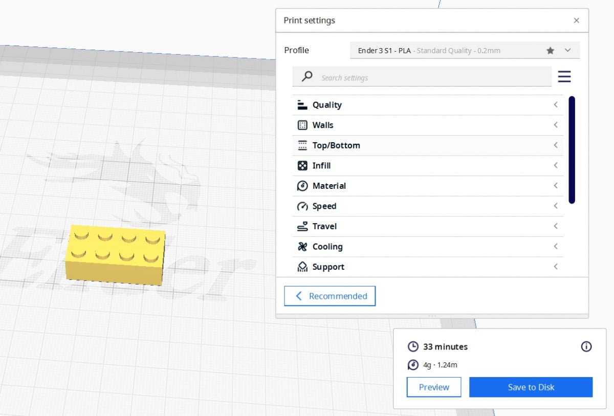 Can You 3D Print Legos - Lego Piece in Cura - 3D Printerly