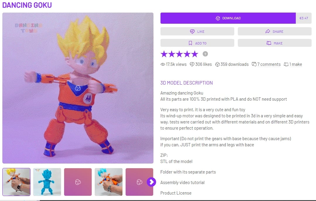 Best Paid STL Files for 3D Printing - Dancing Goku - 3D Printerly