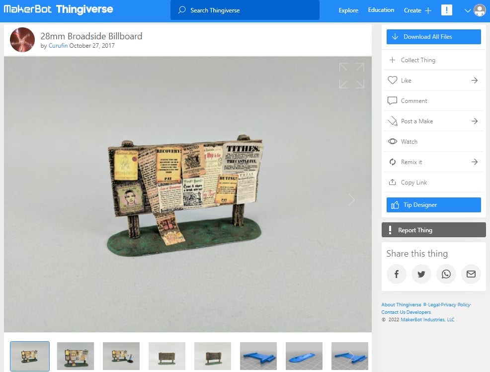 30 Best 3D Prints for Board Games - 17. Broadside Billboard - 3D Printerly