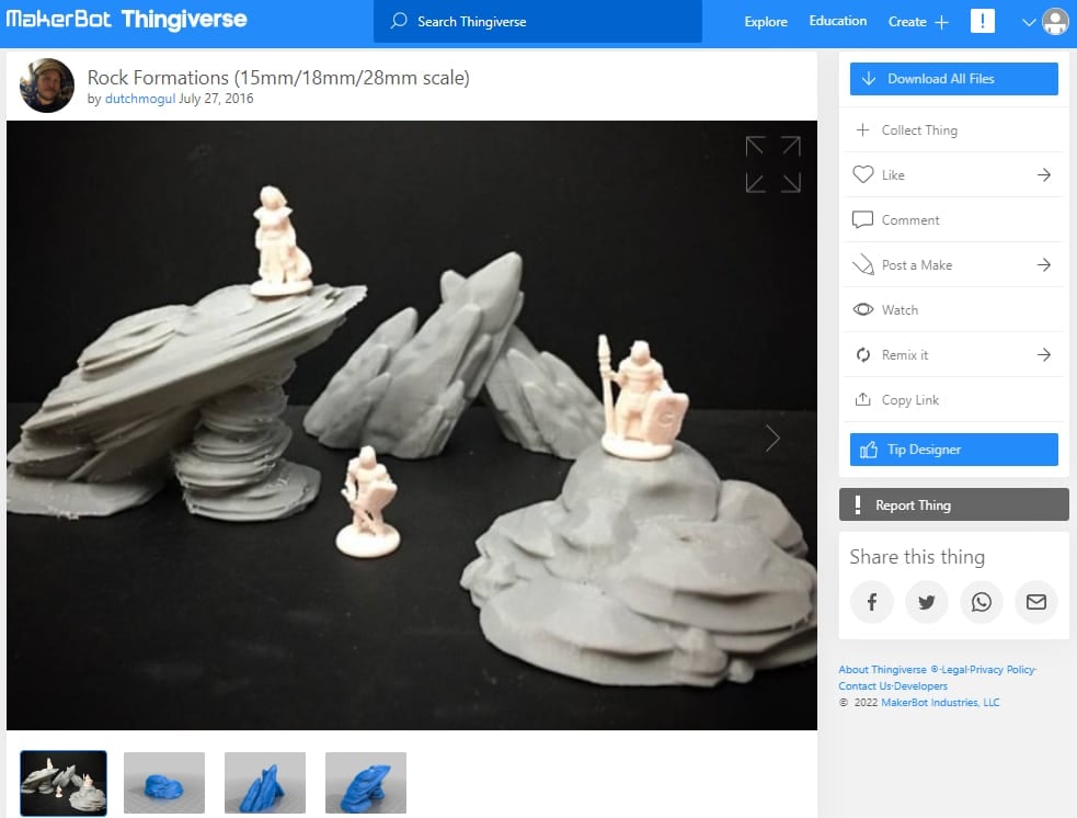 30 Best 3D Prints for Board Games - 29. Rock Formations - 3D Printerly
