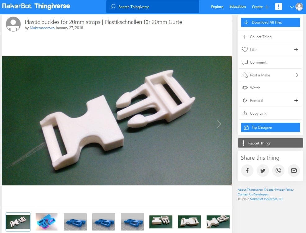 30 Best 3D Prints for Camping, Backpacking & Hiking - 16. Plastic buckles - 3D Printerly