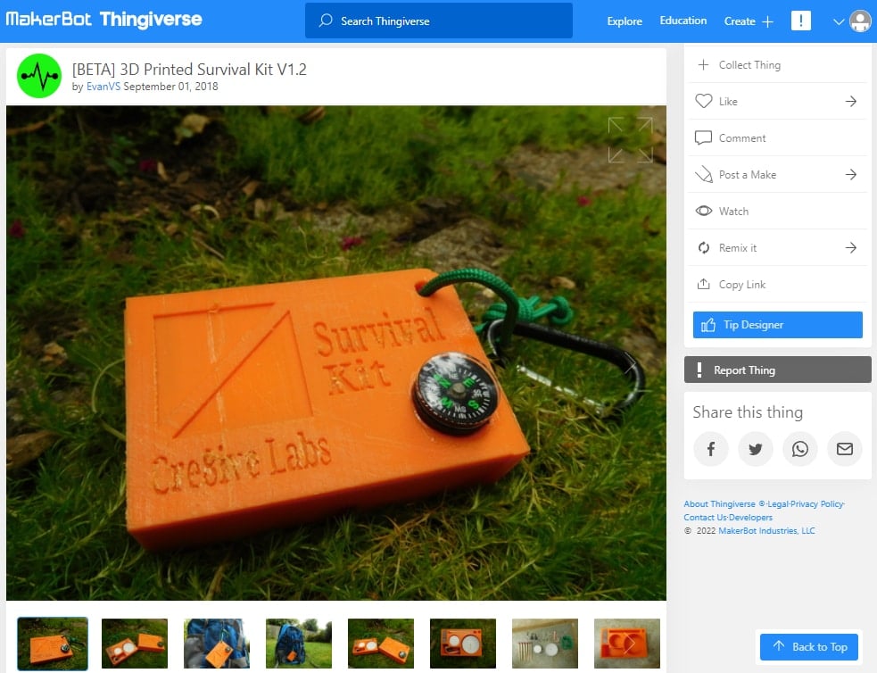 30 Best 3D Prints for Camping, Backpacking & Hiking - 21. 3D Printed Survival Kit - 3D Printerly