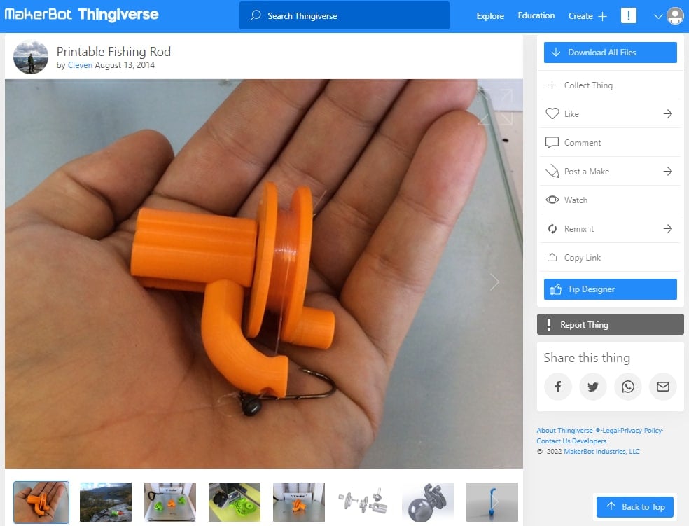 30 Best 3D Prints for Camping, Backpacking & Hiking - 3. Printable Fishing Rod - 3D Printerly