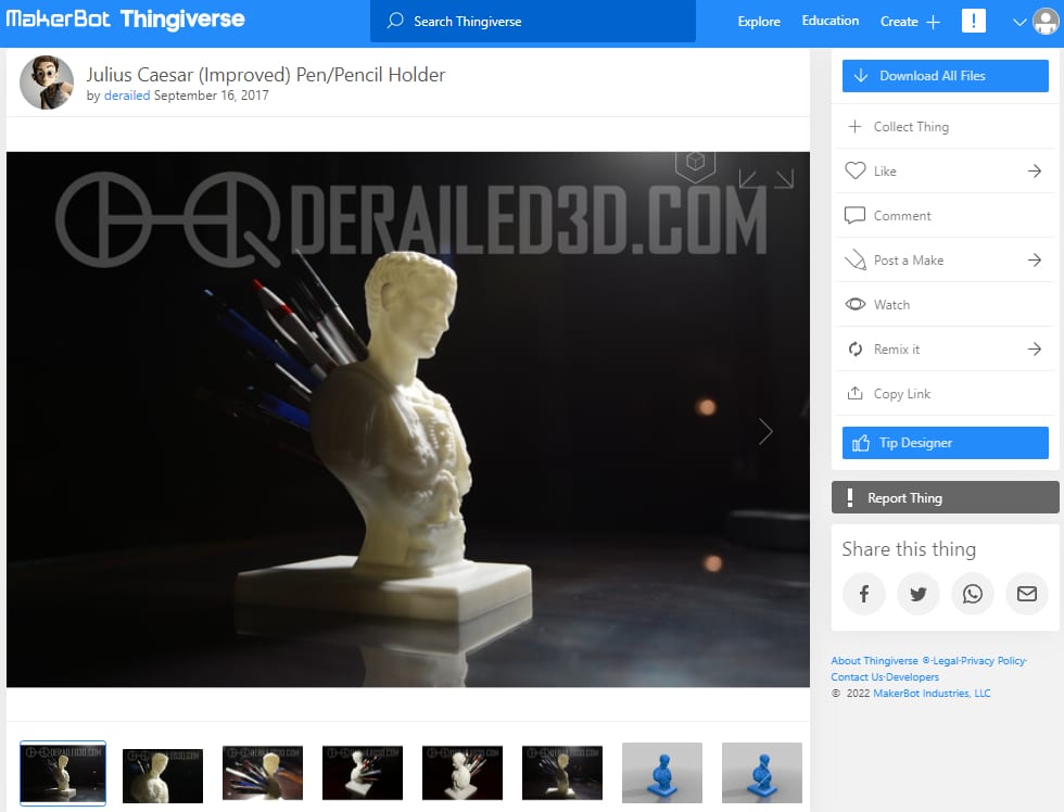 30 Best 3D Prints for Home - 6. Julius Caesar Pen Pencil - 3D Printerly