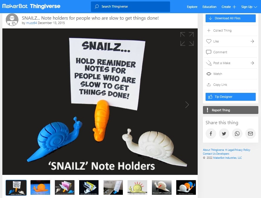 30 Best 3D Prints for Office - SNAILZ Note Holder - 3D Printerly