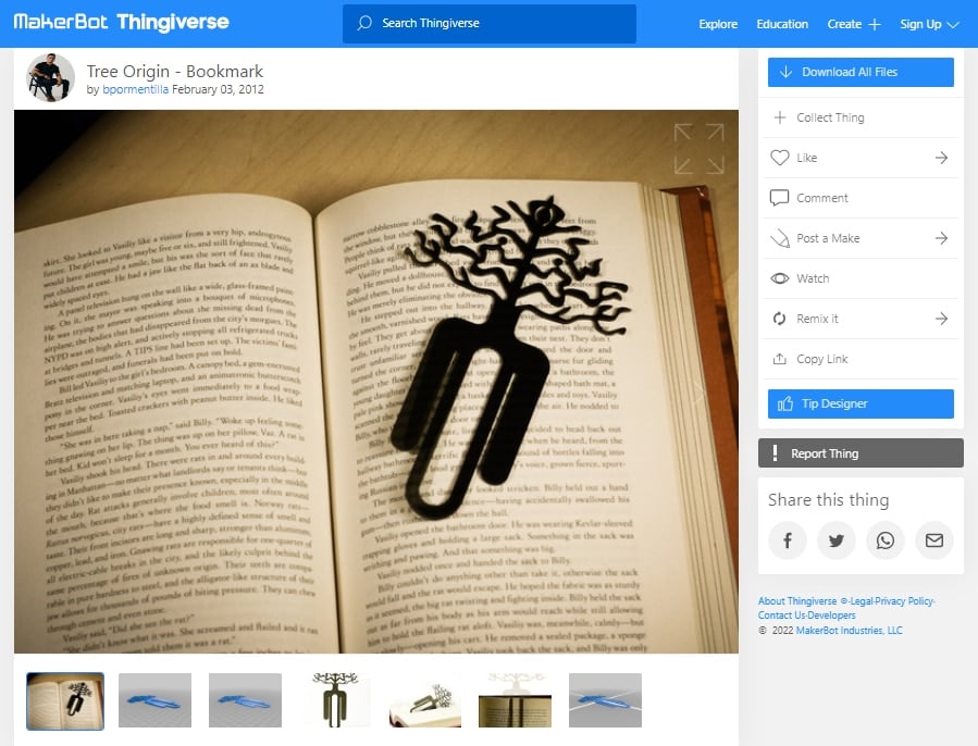 30 Best 3D Prints for Office - Tree Origin Bookmark - 3D Printerly