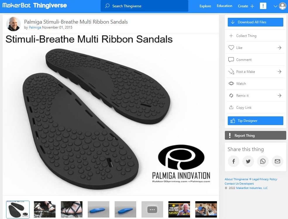 30 Best 3D Prints for TPU - Flexible 3D Prints - 20. Palmiga Stimuli-Breathe Multi Ribbon Sandals - 3D Printerly