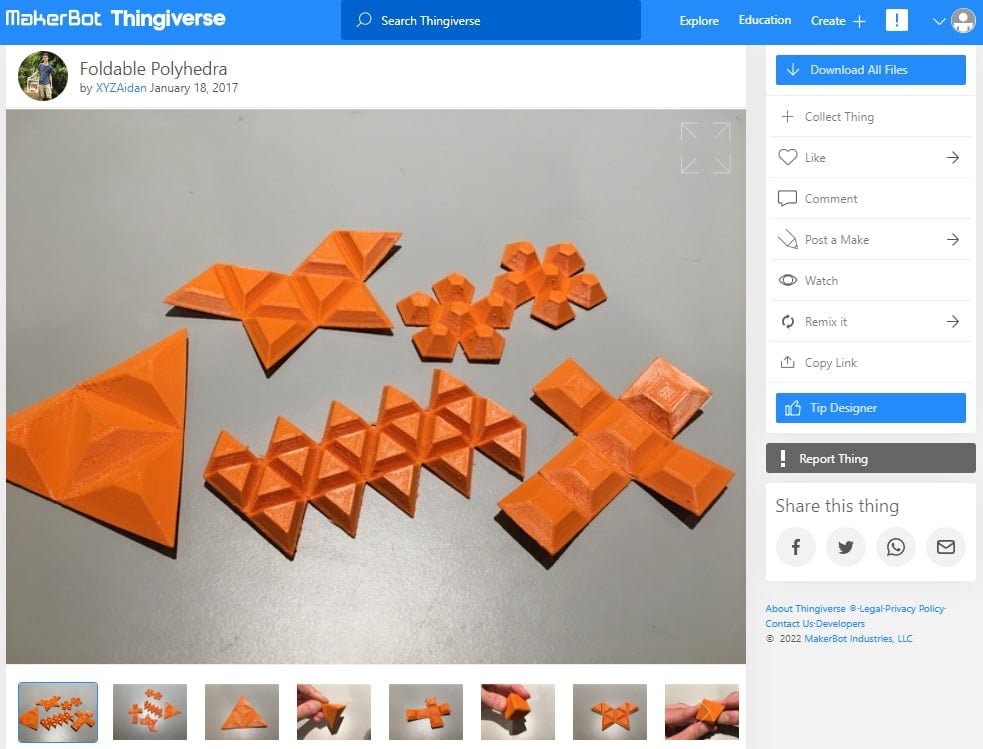 30 Best 3D Prints for TPU - Flexible 3D Prints - 23. Foldable Polyhedra - 3D Printerly