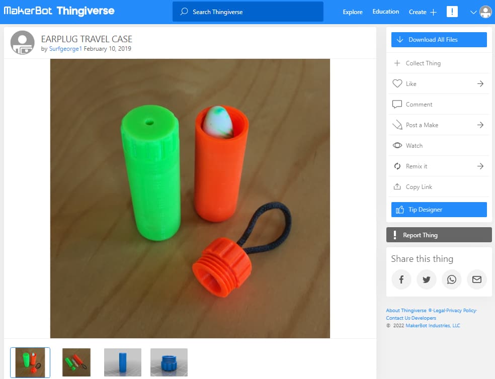 30 Best 3D Prints for Travel - 15. Earplug Travel Case - 3D Printerly