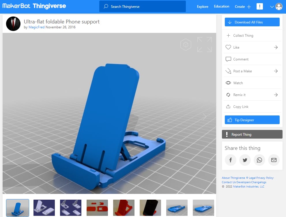30 Best 3D Prints for Travel - 20. Ultra-flat Foldable Phone Support - 3D Printerly