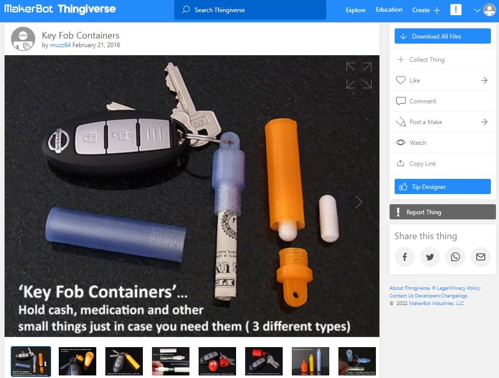 30 Best 3D Prints for Travel - 22. Key Fob Containers - 3D Printerly
