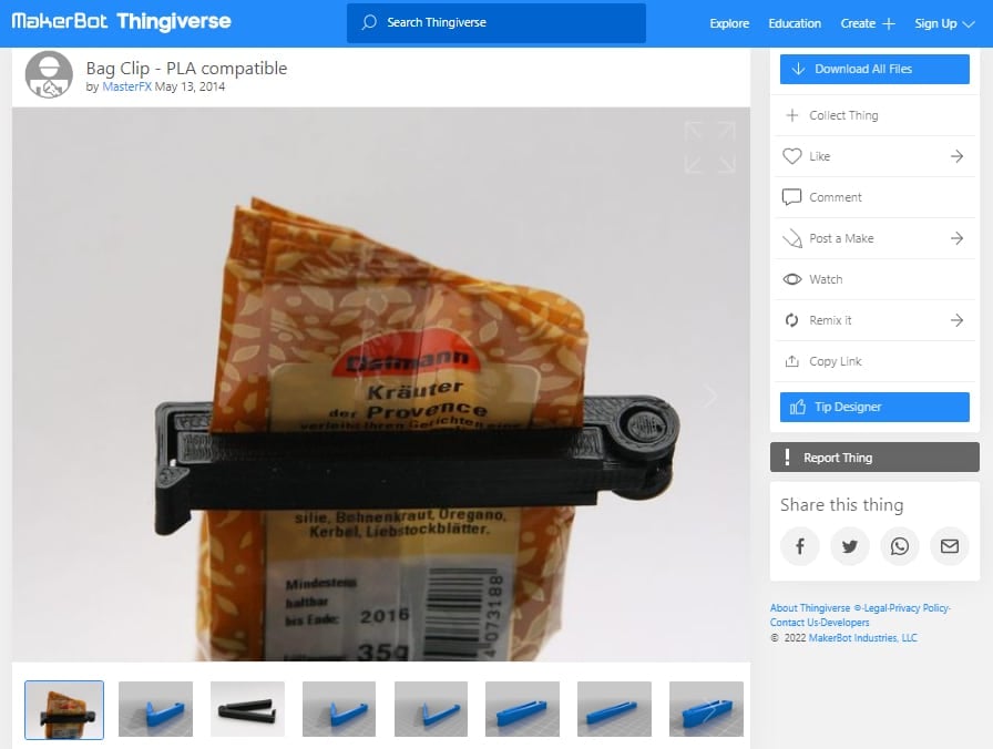 30 Best 3D Prints on Thingiverse - Bag Clip - 3D Printerly