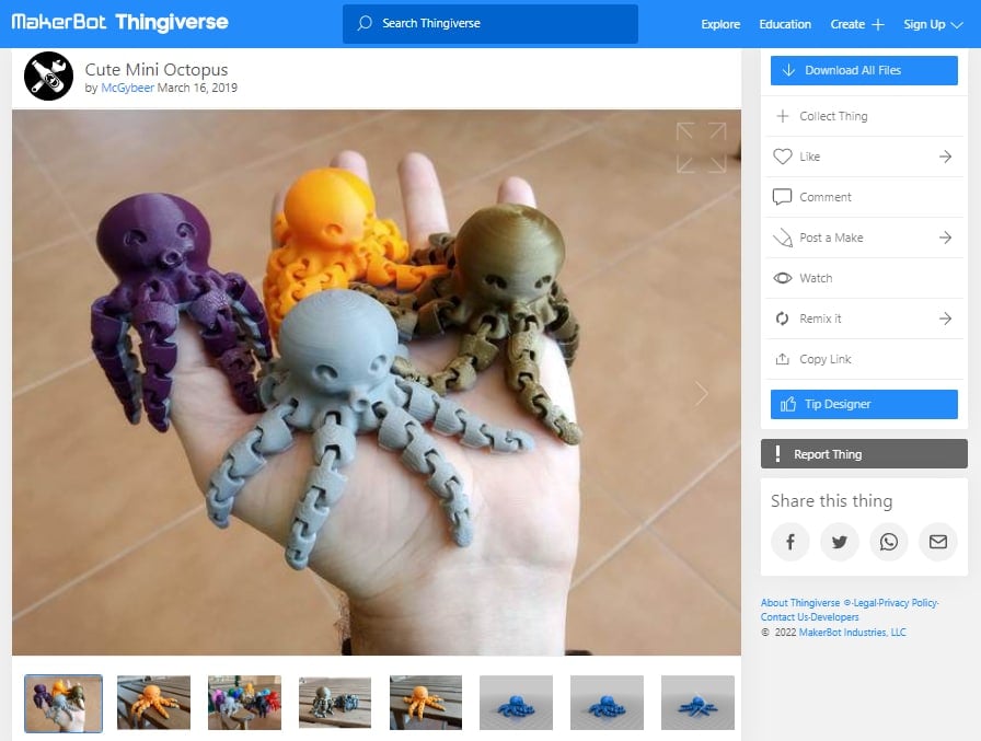 30 Best 3D Prints on Thingiverse - Cute Mini Octopus - 3D Printerly
