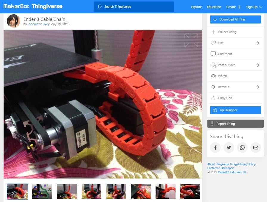 30 Best 3D Prints on Thingiverse - Ender 3 Cable Chain - 3D Printerly