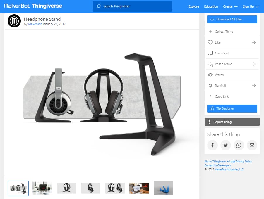 30 Best 3D Prints on Thingiverse -Headphone Stand - 3D Printerly