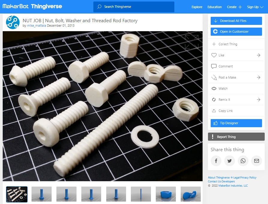 30 Best 3D Prints on Thingiverse - Nut Job - 3D Printerly