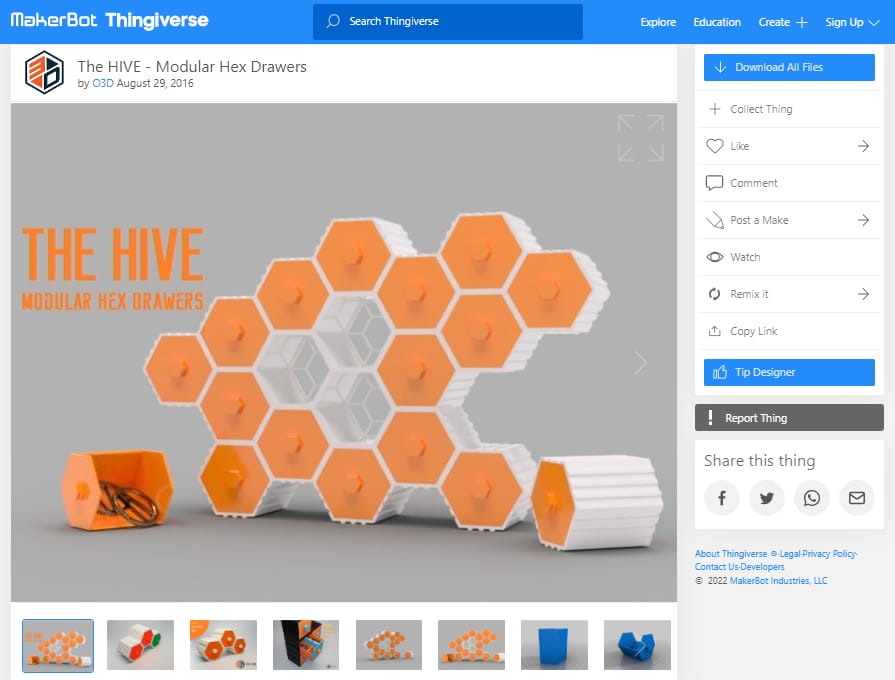 30 Best 3D Prints on Thingiverse -The Hive-Modular Hex Drawers - 3D Printerly