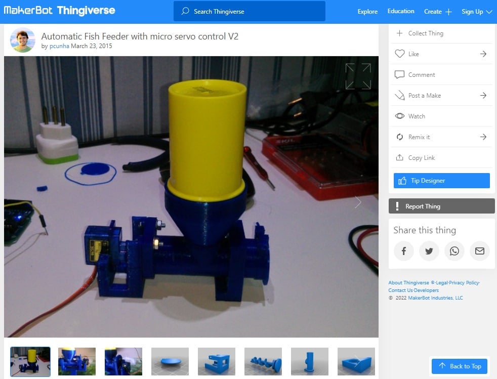 30 Best Aquarium 3D Prints – STL Files - 14. Automatic Fish Feeder - 3D Printerly