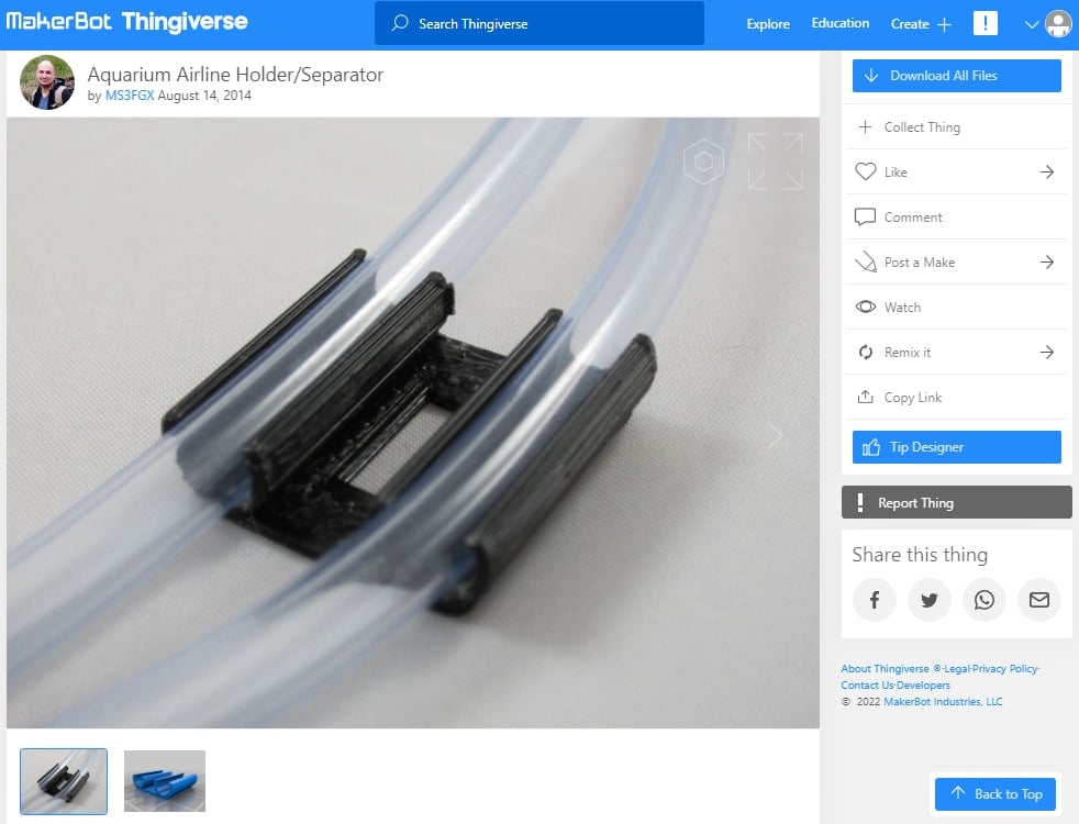 30 Best Aquarium 3D Prints – STL Files - 15. Aquarium Airline Holder Separator - 3D Printerly