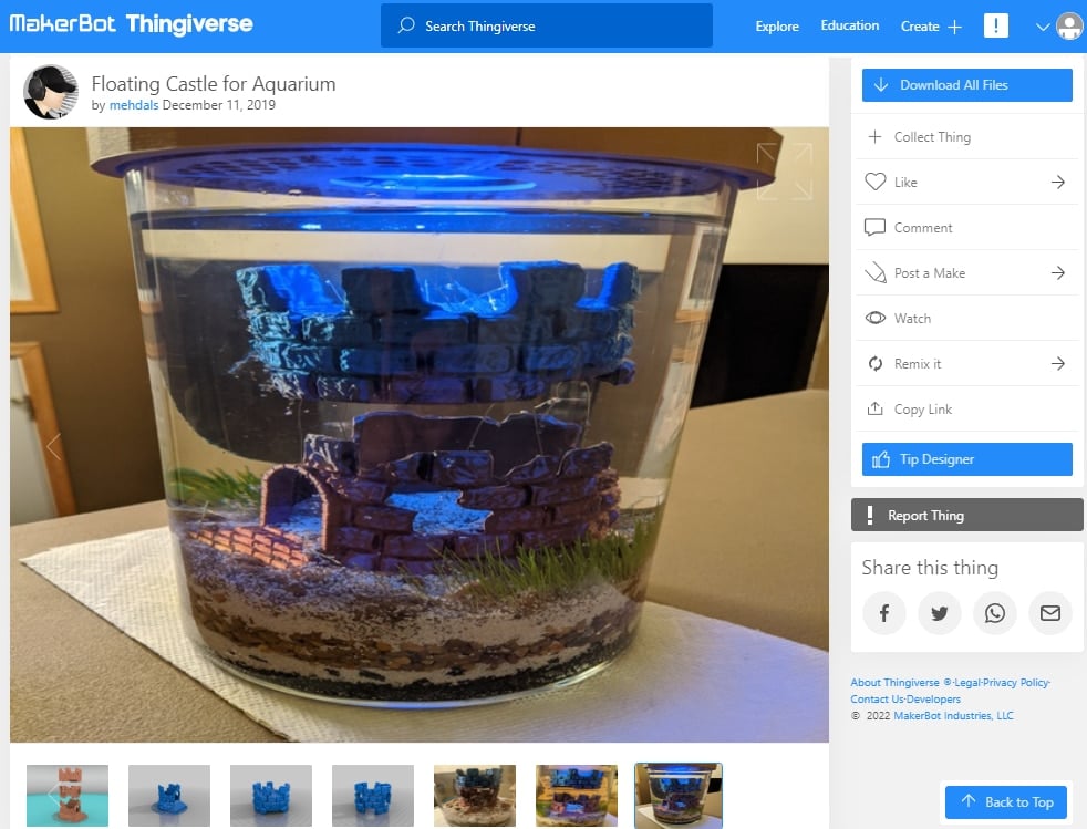 30 Best Aquarium 3D Prints – STL Files - 18. Floating Castle - 3D Printerly