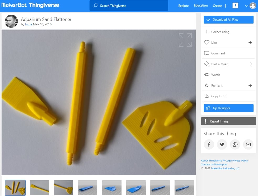 30 Best Aquarium 3D Prints – STL Files - 20. Sand Flattener - 3D Printerly