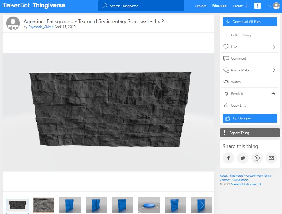 30 Best Aquarium 3D Prints – STL Files - 21. Textured Sedimentary Stonewall - 3D Printerly