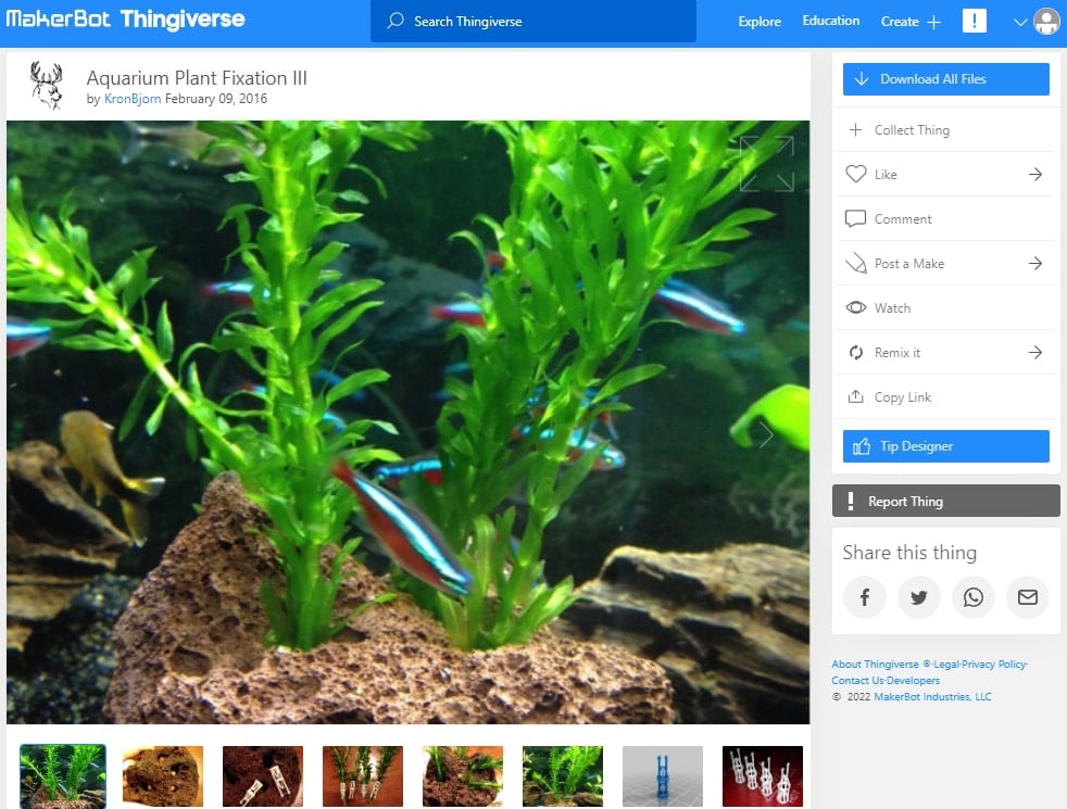 30 Best Aquarium 3D Prints – STL Files - 24. Plant Fixation - 3D Printerly