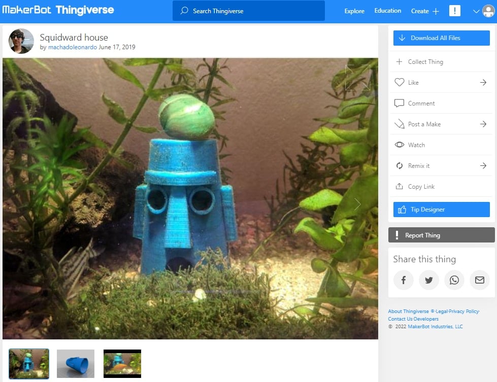 30 Best Aquarium 3D Prints – STL Files - 25. Squidward House - 3D Printerly